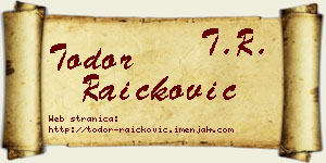 Todor Raičković vizit kartica